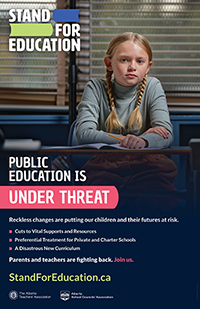Campaign Poster-Stand for Education-Concerned blonde girl sitting at desk