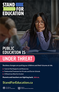 Campaign Poster-Stand for Education-Concerned girl leaning on hand sitting at desk