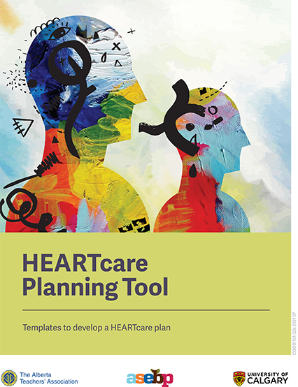 Cover of HEARTcare Planning tool features two abstract colourful silhouettes 