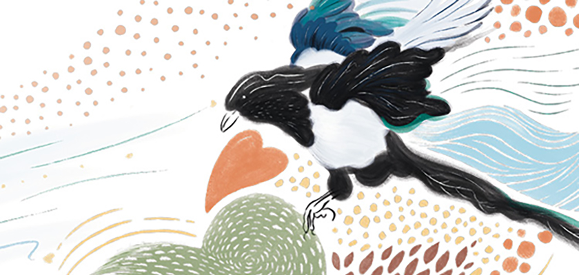 Cartoon image of a magpie