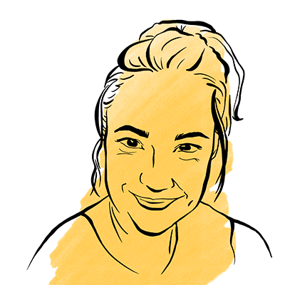 Portrait illustration in black and yellow of Maryse
