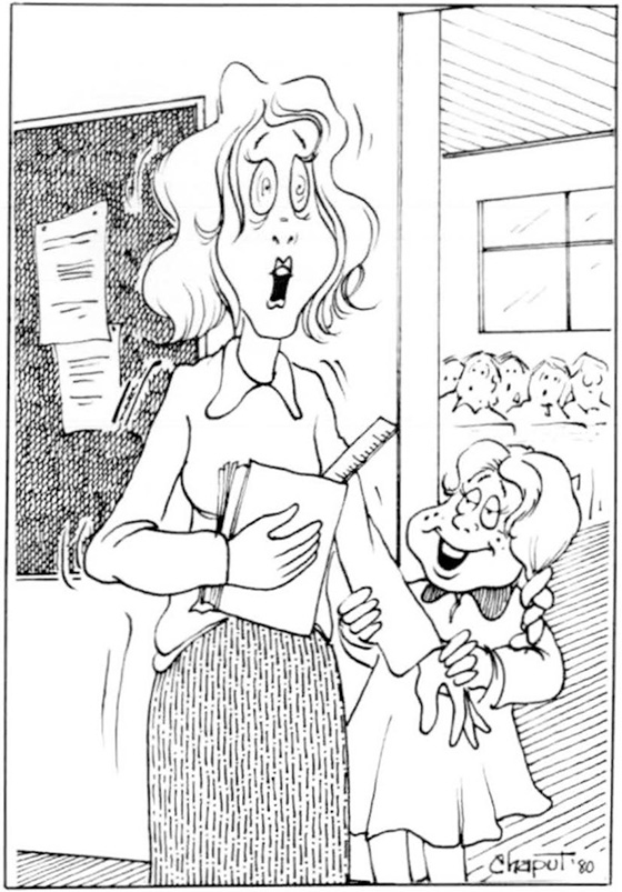 Cartoon of teacher and student