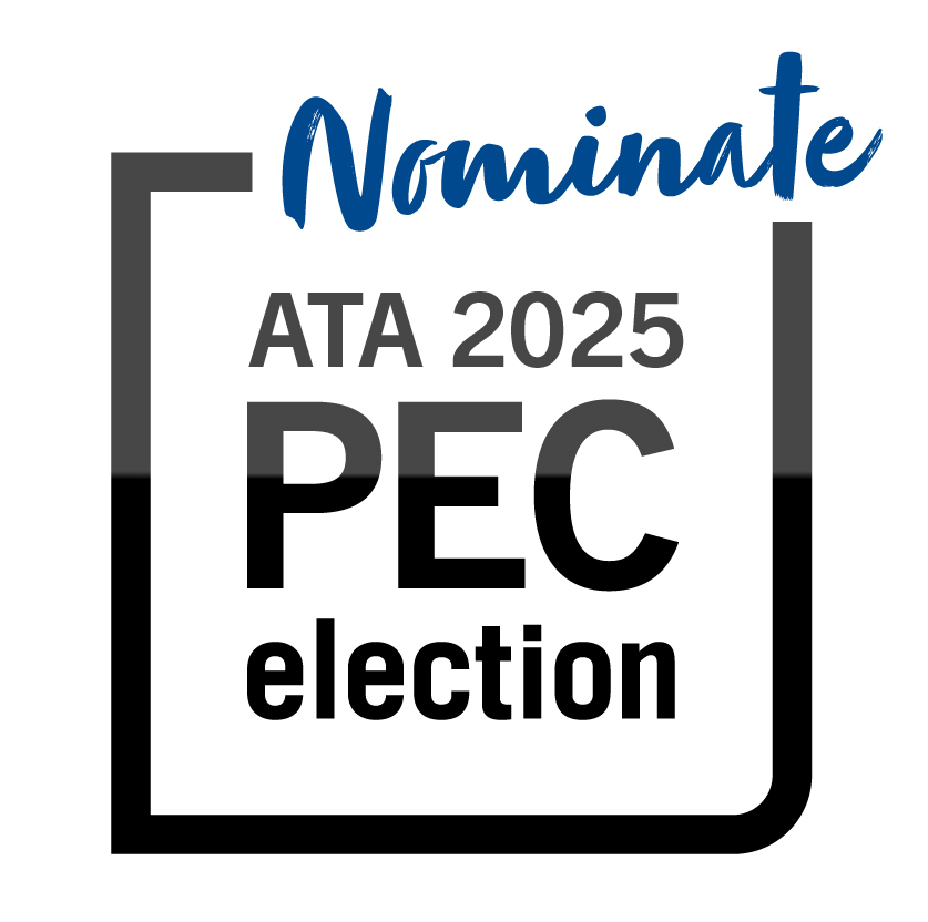 PEC Election logo with Nominate in blue