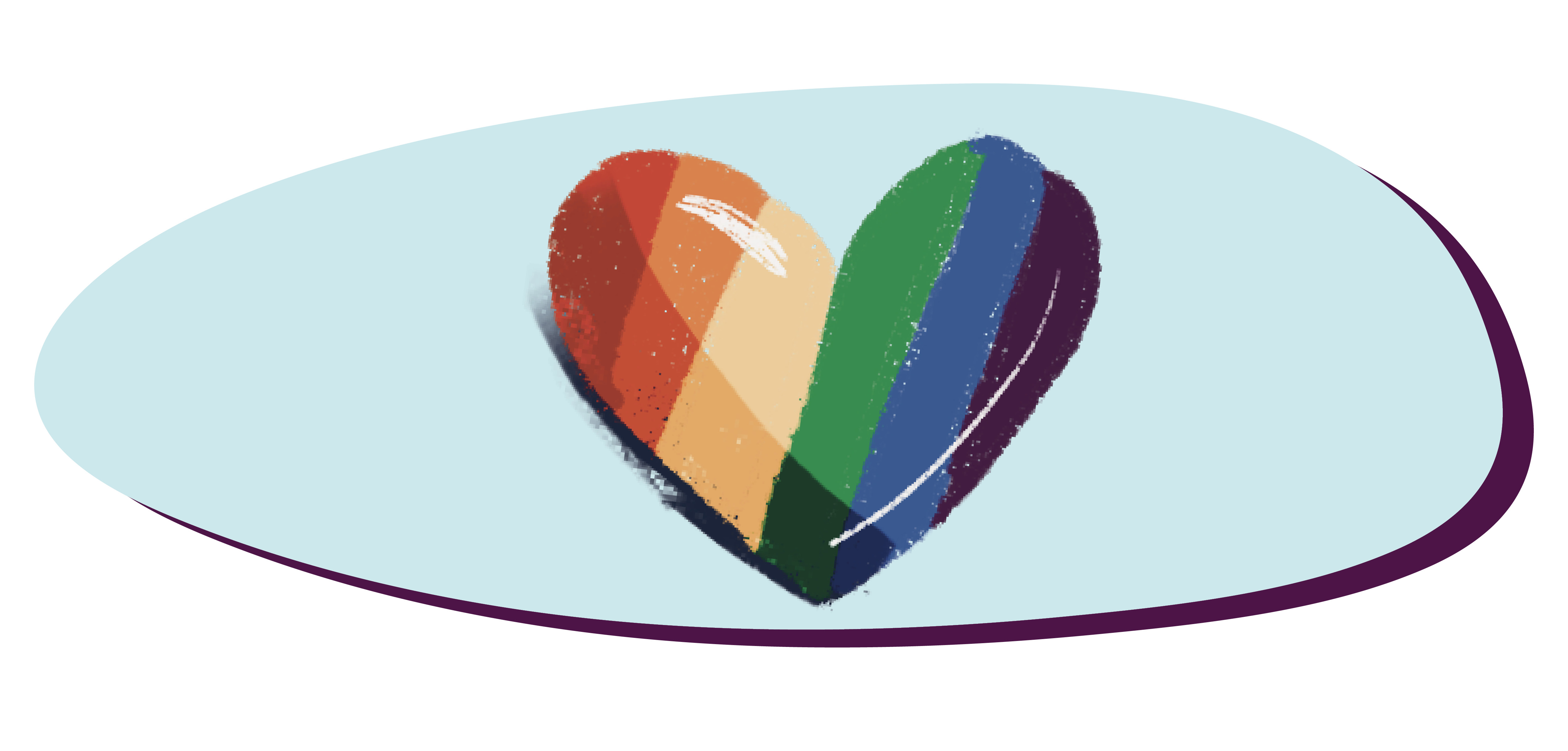 Cartoon image of a rainbow heart