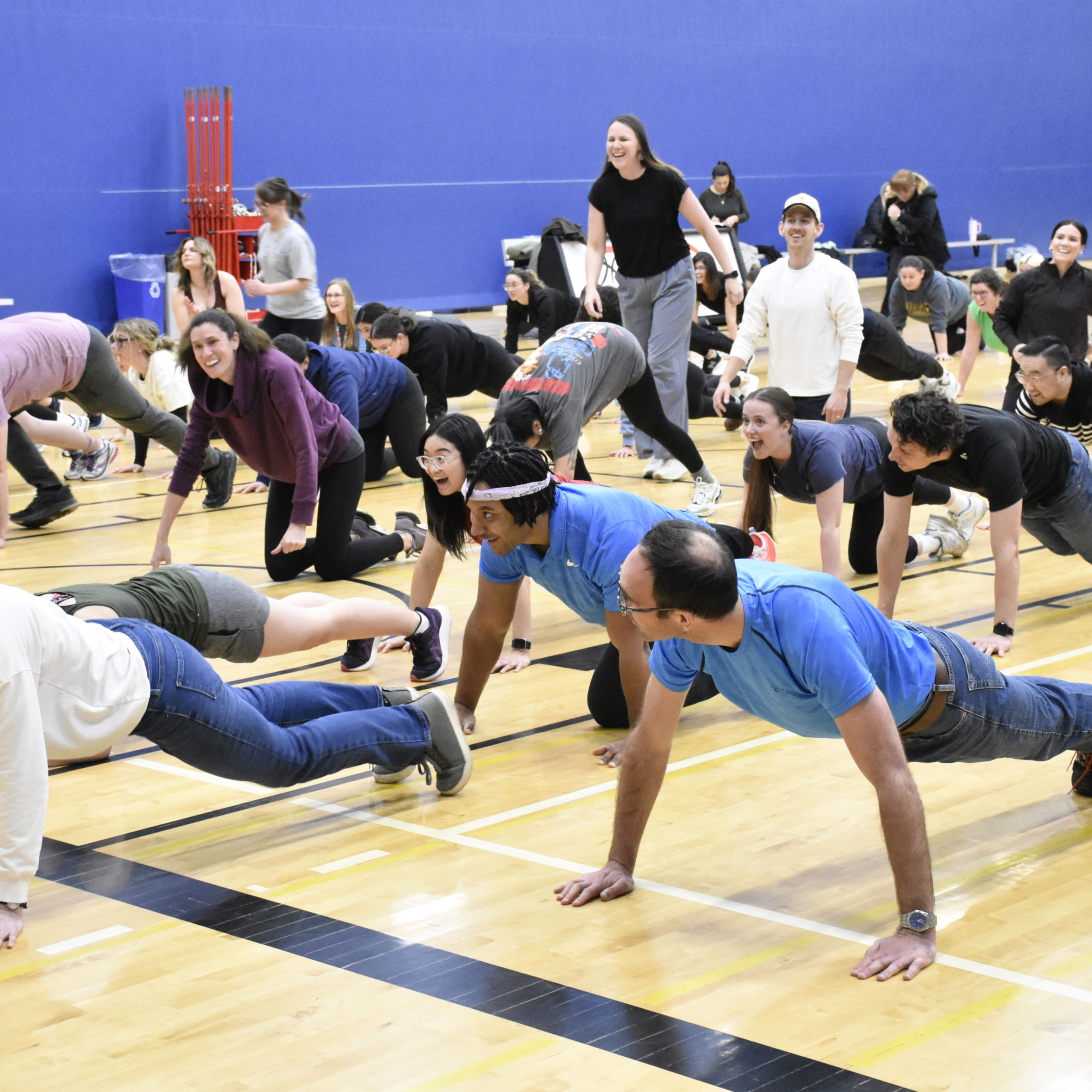 Participants doing push ups