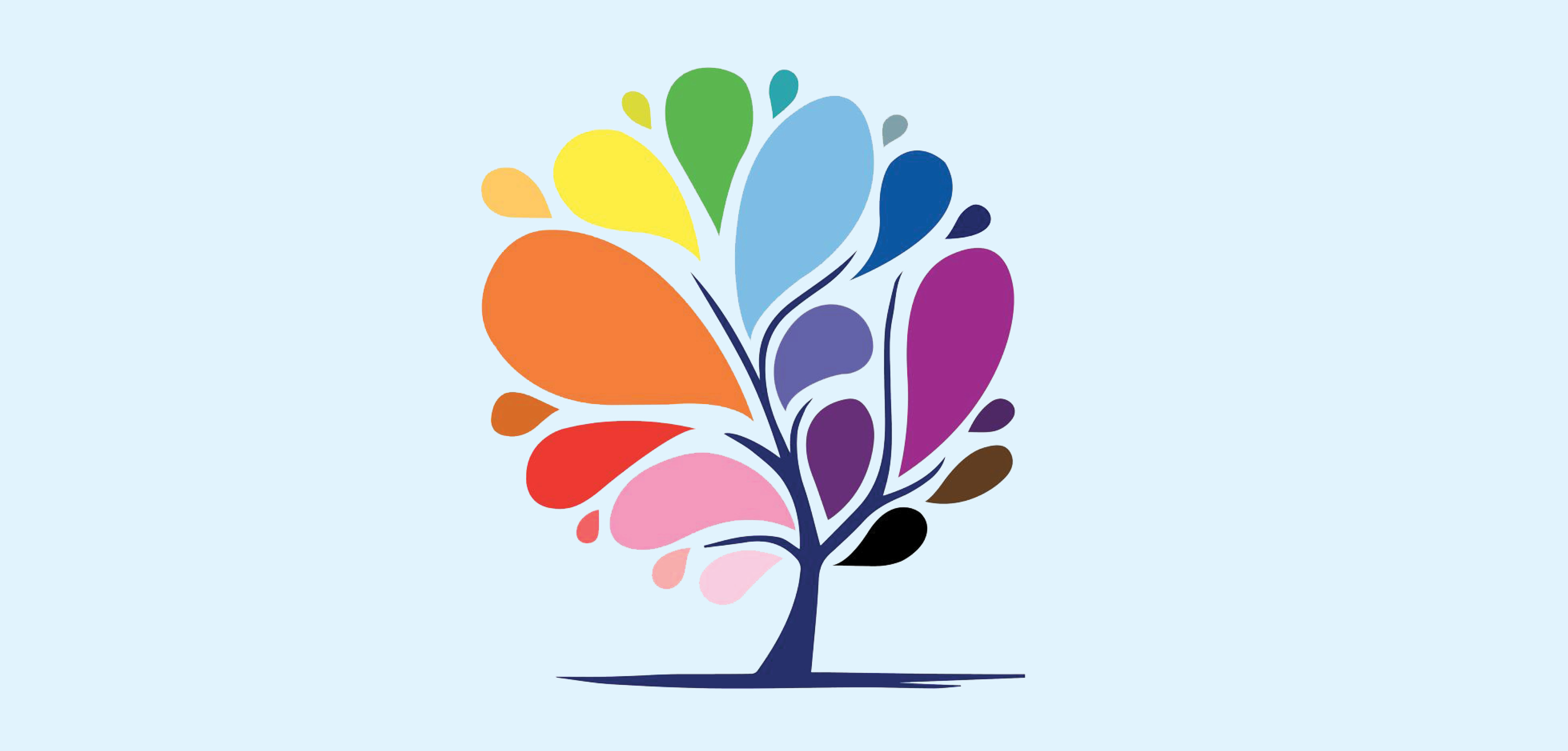 Multi-coloured cartoon tree
