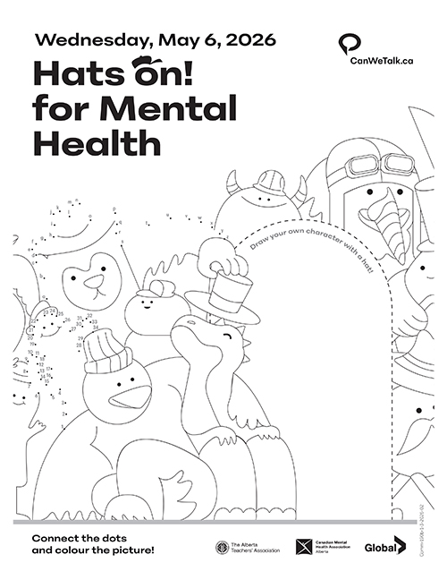Hats on colouring sheet