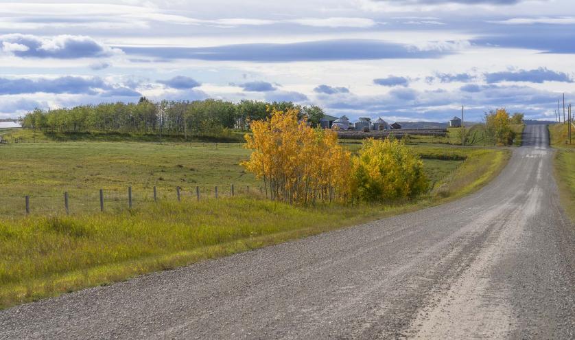 Alberta prairie landscape from a gravel road