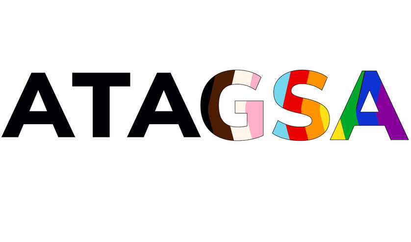 The letters ATAGSA in rainbow colours