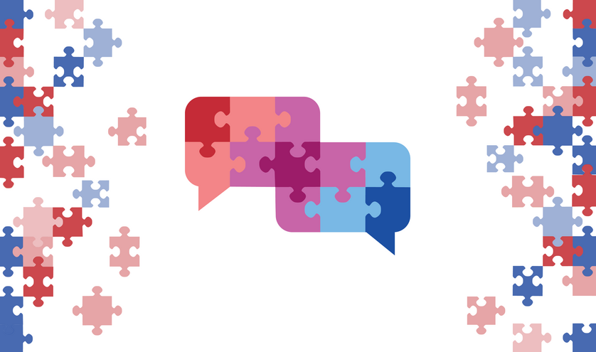 Speech bubbles made out of puzzle pieces