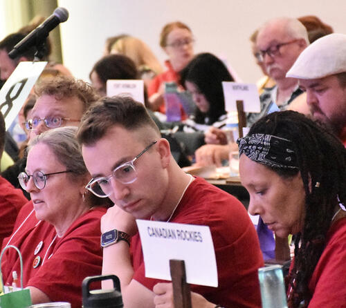 Delegates at ARA wearing red for ed