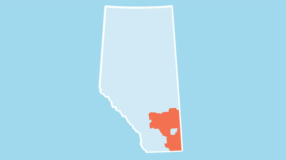 South East District on Alberta map