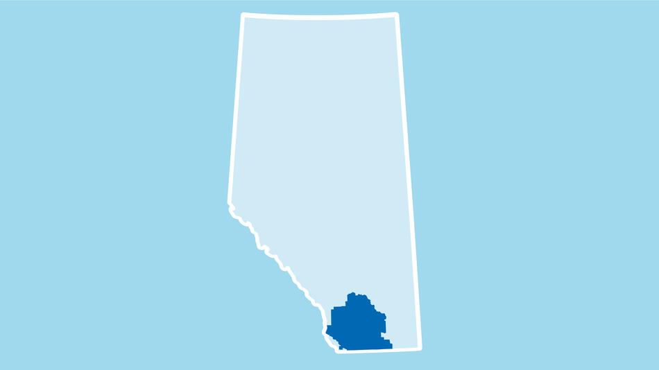 South West District on Alberta map