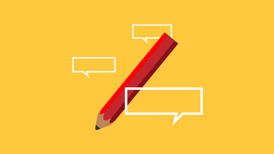 Pencil and speech bubbles