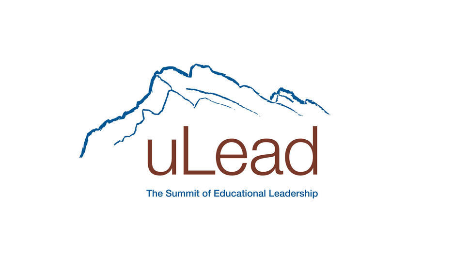 blue mountain line drawing with uLead in red text underneath