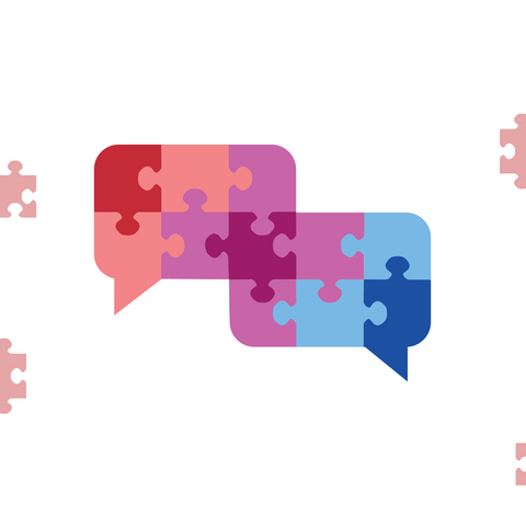 Speech bubbles made out of puzzle pieces