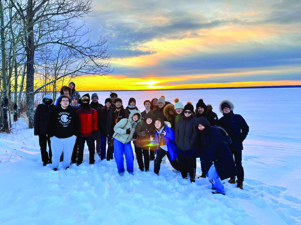 A group of students pose for a photo