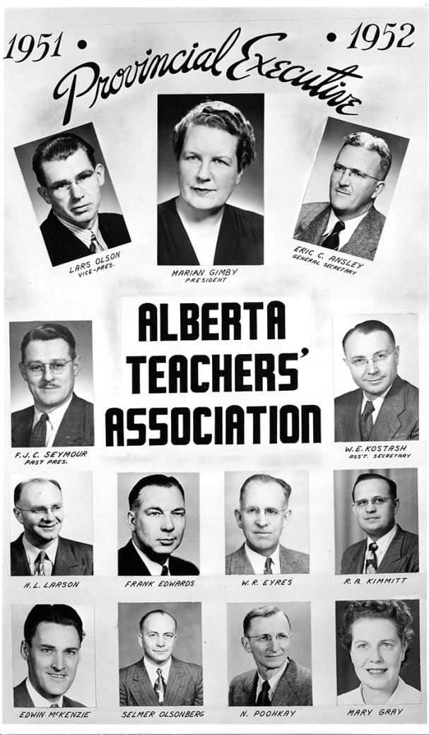 black and white poster from the 1951-52 ATA Provincial Executive Council