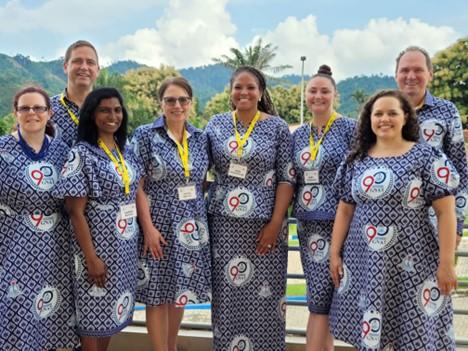 Project Overseas participants show off the uniforms that were made on the spot shortly after their arrival in Ghana.