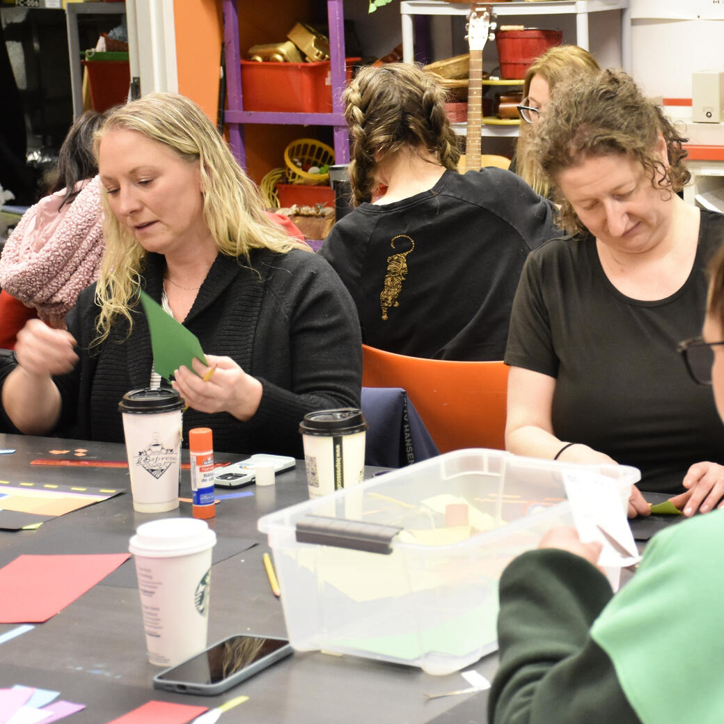 Participants in a craft making session