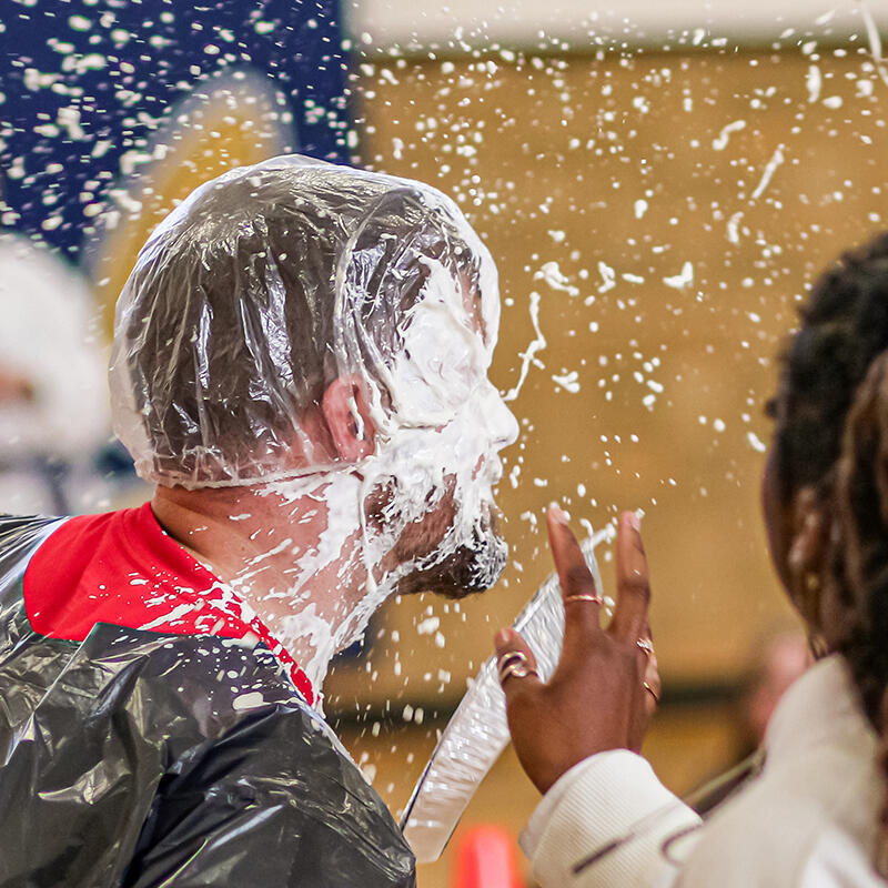 The moment a pie hits a teacher's face
