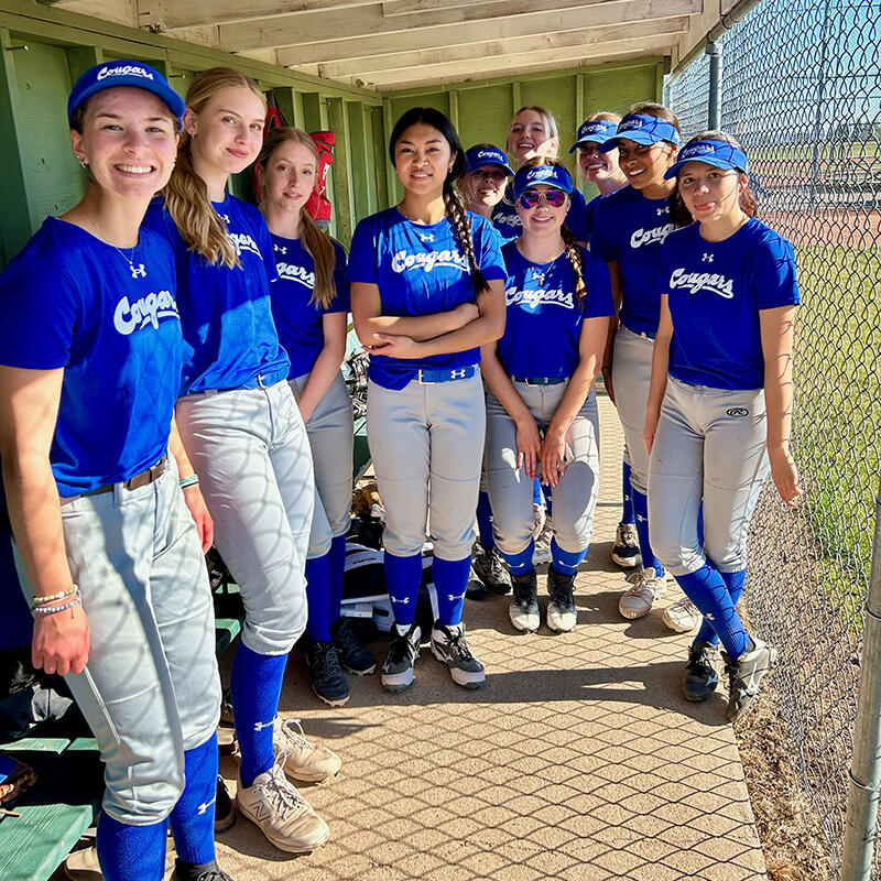 A slo-pitch team in the dugout