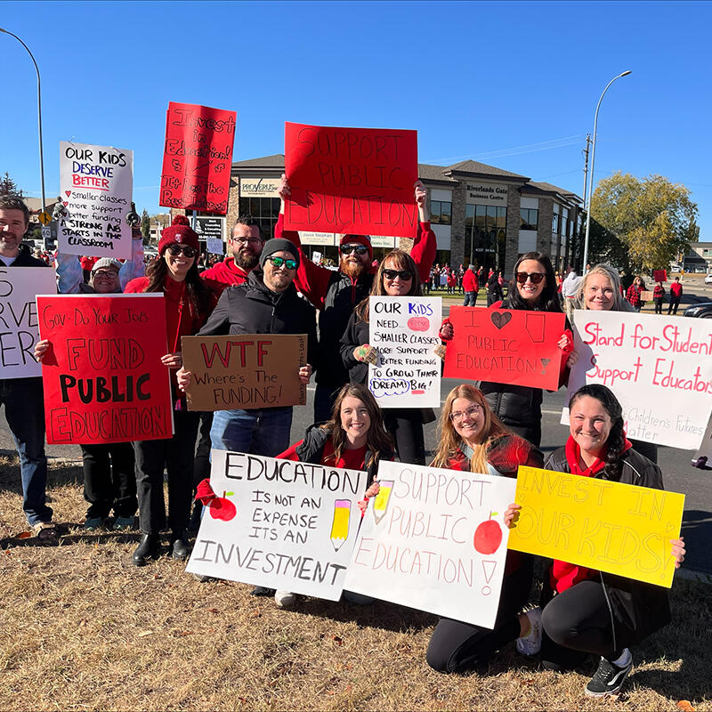 Rally attendees in Red Deer