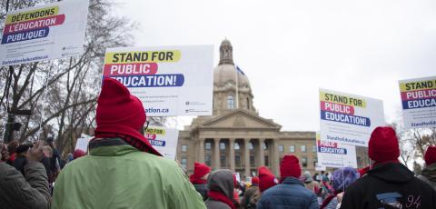 Protestors at the Legislature grounds for the Stand for Education rally