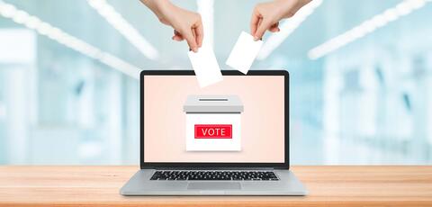 Laptop open for voting