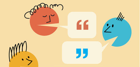 Cartoon heads with speech bubbles