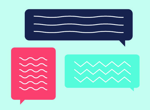 Speech bubbles with wiggly lines as text