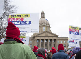 Protestors at the Legislature grounds for the Stand for Education rally