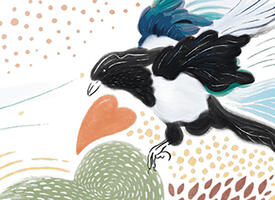 Cartoon image of a magpie