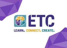 Educational Technology Council logo framed by purple triangles