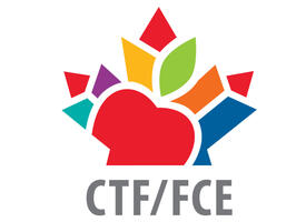 Canadian Teachers Federation logo of a maple leaf with an inset apple