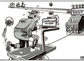 Cartoon of teacher on treadmill