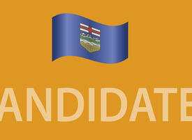 A graphic stating candidates with an Alberta flag