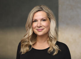 Blond women in black shirt 