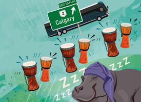 A hippo wearing a nightcap