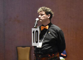 An ARA attendee listens in response to a question