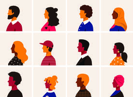 Cartoon image of multi-cultural people