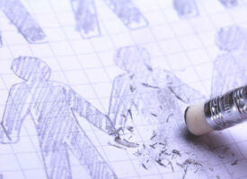 Pencil erasing image of person