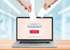 Laptop open for voting