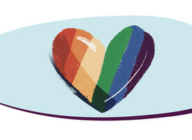 Cartoon image of a rainbow heart