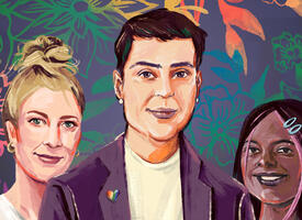 Cartoon image of three young people