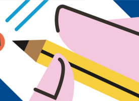 Hand holding pencil after selecting a choice with a checkmark