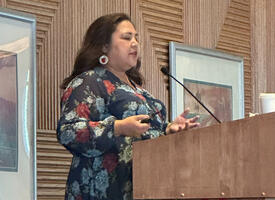 Speaker Koren Lightening, KC presented on reconciliation and allyship at the symposium