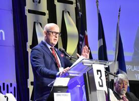 ATA President Jason Schilling delivers his address to members at the 2025 ARA