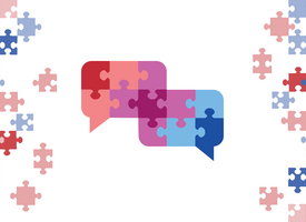 Speech bubbles made out of puzzle pieces