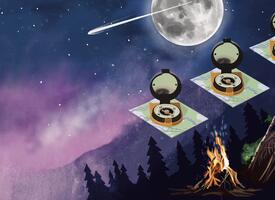 Illustration of a camping trip under stars